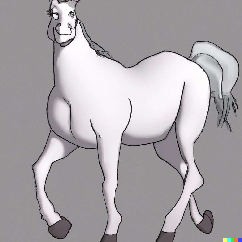 a horse, digital art, caricature